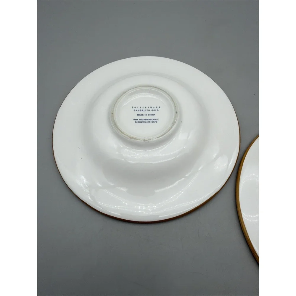 Pottery Barn Sausalito Gold Leaf Bread Dessert Salad Plates 7.5